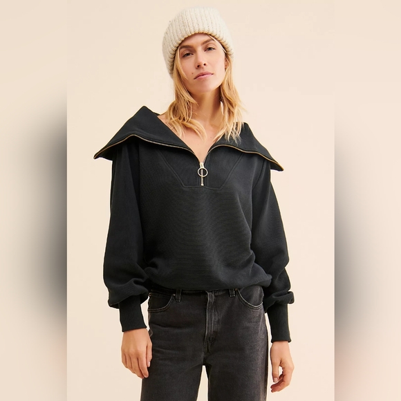 Varley Vine Ribbed Half Zip Pullover Black Women's Small - Picture 10 of 10